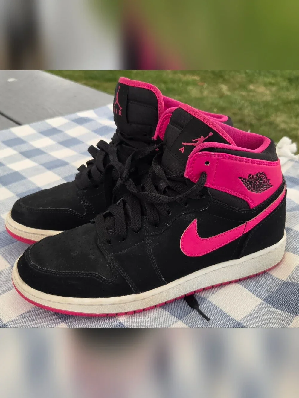 Nike Air Jordan Hi Retro Sneakers - Black/Hot Pink, Youth 4.5, Pre-owned